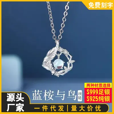 蓝桉与鸟S999足银项链女生2024新爆款轻奢小众七夕生日礼物送女友