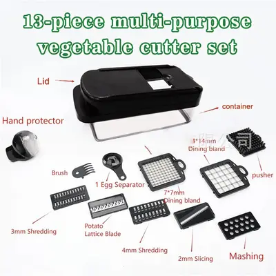 Multifunctional vegetable cutter set with potato peeler, shredder and slicer - 6