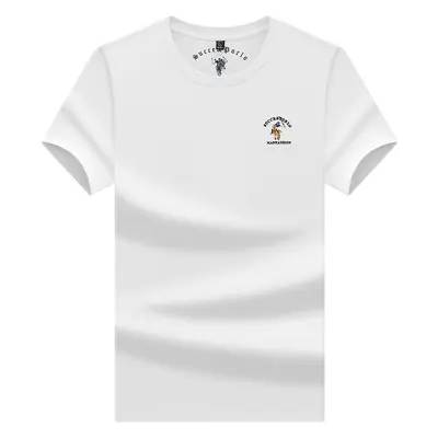Pure Cotton Men's Round Neck Short Sleeve Embroidered T-Shirt - 12