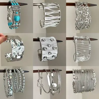 Silver bracelet rhinestone minimalist fashion women's jewelry