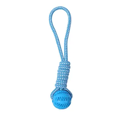 Pull-Along Treat Dispensing Dog Ball with Teeth-Cleaning Rope