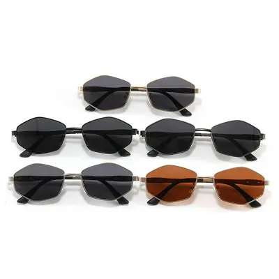Retro Polygonal Metal Frame Polarized Sunglasses for Men, Fishing and Driving - 2