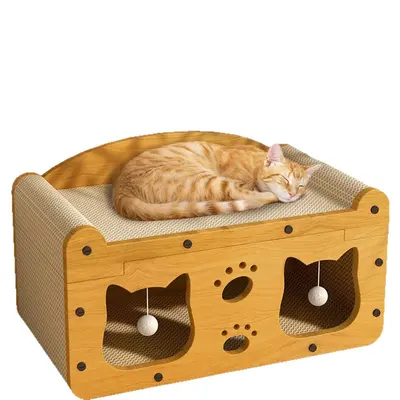 Vertical Cat Scratching Board with Cat Nest, Wear-Resistant, Low-Debris - 5