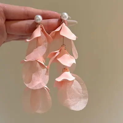 Qisi Miaoxiang ~ Farbenfrohe Dopamin Stoff-Perlen Ohrringe Damen Ohrstecker Strandurlaub Stil Ohrringe Ohrklemmen - 12