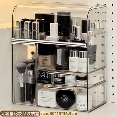 Desktop cosmetics storage box, dust-proof, large capacity - 11