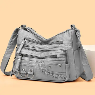 Washable Leather Single-Shoulder Crossbody Bag for Middle-Aged Women - 10