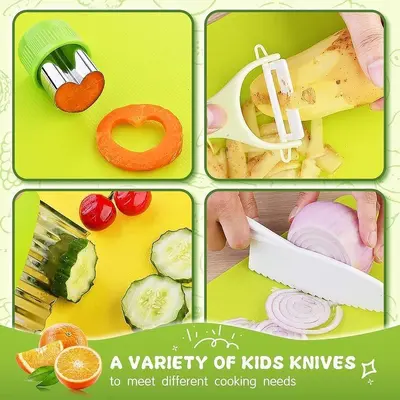 Çocuk güvenlik bıçak seti plastik bıçak ve kesme tahtası