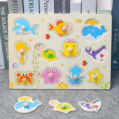 Çocuk Montessori erken eğitim paneli el kapma tahtası 1-2 yaşında 3 bebek ahşap bulmaca aydınlanma bilişsel eşleştirme eğitici oyuncaklar - 11