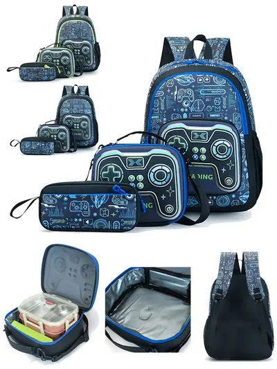 Schüler-Rucksackset aus drei Teilen mit isolierter, wasserdichter Lunchbox - 1
