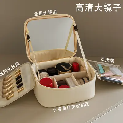 Makeup bag with mirror and LED light, portable organizer - 8