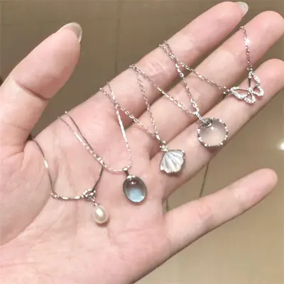 Kadınlar için günlük çok yönlü S925 gümüş akuamarin kelebek kolye, solmayan, niş, üst düzey, erişilebilir lüks köprücük kemiği zinciri yeni
