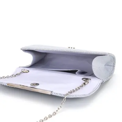 Pleated Round-Bottom Women's Evening Clutch with Glitter Finish - 4
