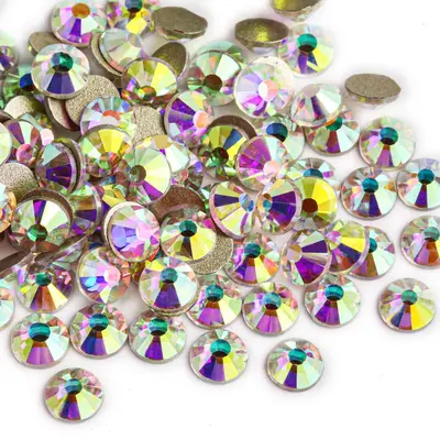 White Series Flat-Back Round Nail Art Rhinestones, Glass Imitation - 9