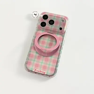 360-Grad-Ständer Handyhülle halbtransparent kariert für iPhone 17 Pro Max