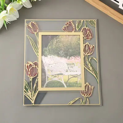 UV Printed Glass Photo Frame Gold Pattern Glass Panel