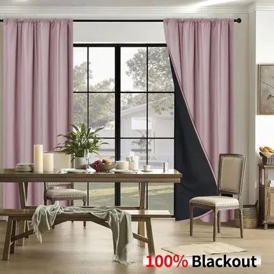 Polyester-Gardine mit Stangendurchzug, vollständig verdunkelnd, Wohnzimmer