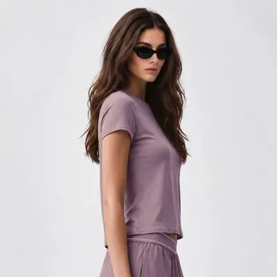 Women's Yoga Set, Quick-Dry Straight-Leg Pants and Short-Sleeve Top - 12