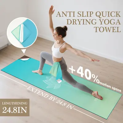 Non-Slip Yoga Mat Towel with Corner Straps, Quick-Dry
