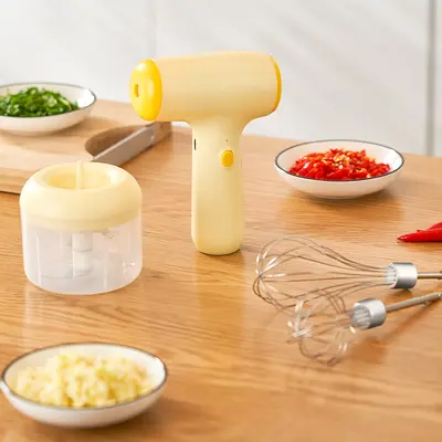 2-in-1 Eierquirl mit Knoblauch-Verarbeitung, elektrischer Mini-Mixer, Küche