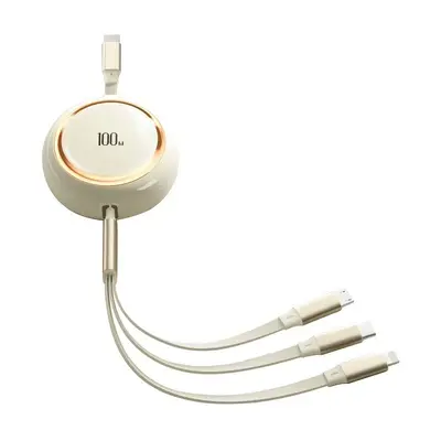 100W 1-zu-3 ausziehbares Ladekabel mit Kfz-Ladegerät