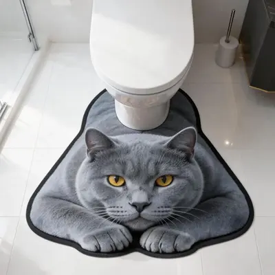 Cute Kitten Diatomite Toilet Mat, Absorbent and Quick-Drying - 9