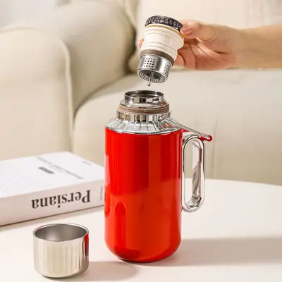 Mechanical Temperature Display All-Steel Thermos, Large Capacity with Handle - 3