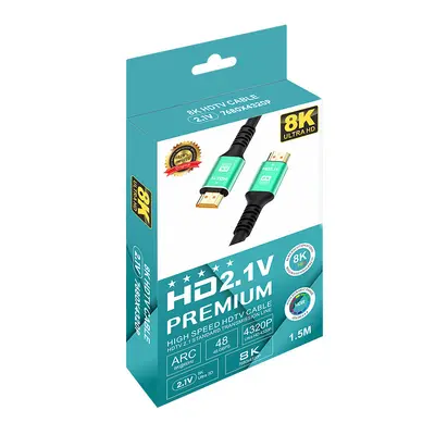 HDMI 2.1 Kabel 8K 60Hz 144Hz aus reinem Kupfer, vergoldeter Stecker