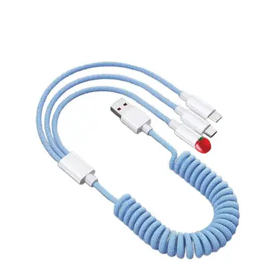 120W 3-in-1 federbandlı şarj kablosu, araç kullanımı