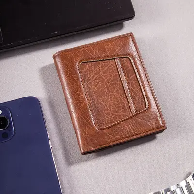Erkek Kısa Cüzdan Liçi Desenli Yumuşak Deri Çok Kartlık - 4