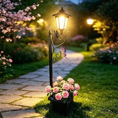 Solar-Gartenleuchte aus Schmiedeeisen, sechseckig - 11