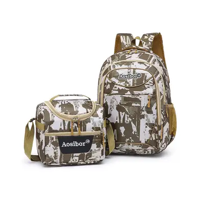 Camouflage Two-Piece Outdoor Travel and Business Backpack Set, Large Capacity - 7