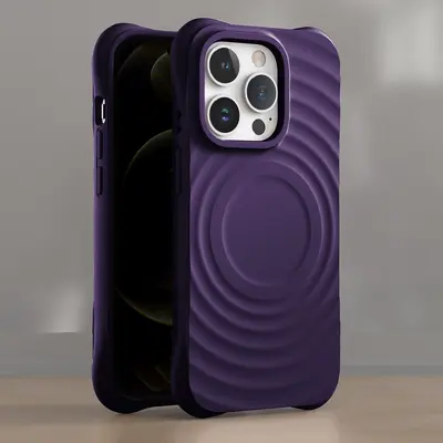 Apple 17 Pro Max kabelloses magnetisches Telefongehäuse iPhone 16 Schutzhülle geeignet beliebter einfarbiger Wellenmuster-Schale - 12