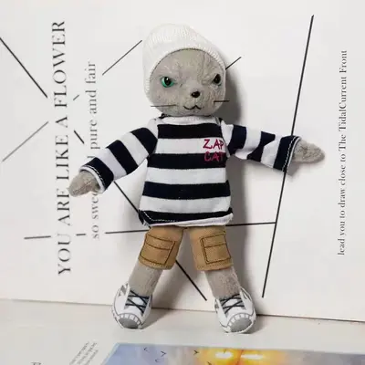 Japanischer Stil Katzenfigur Taschenanhänger, Mini-Katzenpuppe - 3