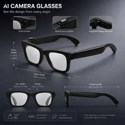 AI Smart Glasses T100, 800W Pixel, 8G Memory, Photo and Video - 3