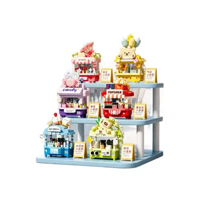 Mini Yapı Taşı Çiçek Standı Seti, Sokak Manzarası Minyatür Süs Eşyası - 6