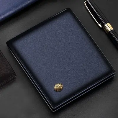 Men's Short Horizontal Genuine Leather Wallet with Zipper - 11