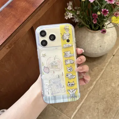 iPhone 17/16 Pro Max phone case, kitten design, full coverage