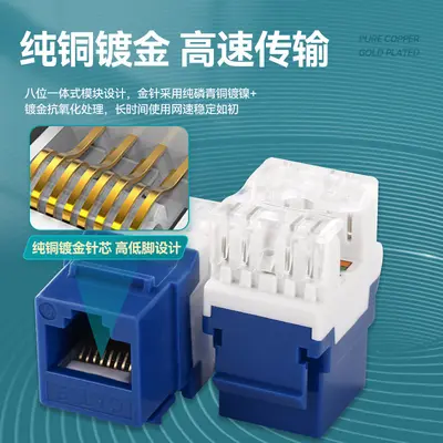 Cat6 180 Degree UTP Unshielded Short Data PoE Power Network Module - 4