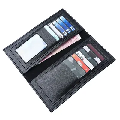 Herren-Canvas-Langbrieftasche, mehrere Kartenfächer, Leder - 1