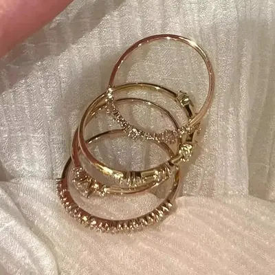 Vintage Cubic-Zirkonia Ring, schlankes Design, offener Ring - 4
