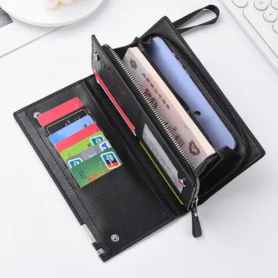 Erkek Cüzdanı, RFID Korumalı Fermuarlı İş Cüzdanı, Çok Bölmeli - 4