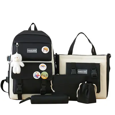 Öğrenci sırt çantası, dört parçalı set, Harajuku tarzı - 9