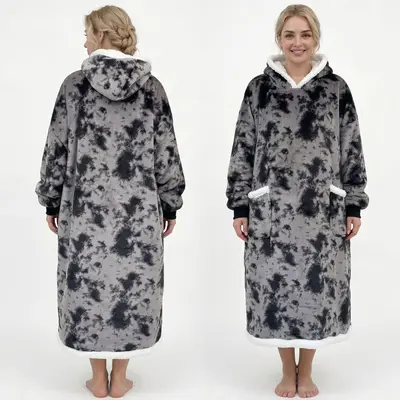 Tie-Dye Hooded Wearable Blanket, Sherpa, Flannel - 8
