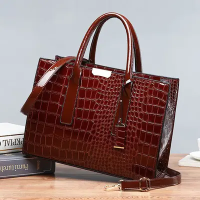 Damen-Crossbody-Tote-Bag mit Krokodilmuster - 3