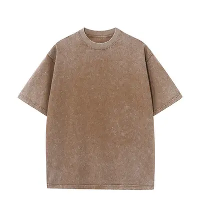 230g %100 Pamuklu Yıkamalı Eskitme Oversize Tişört, Retro Kısa Kol - 12
