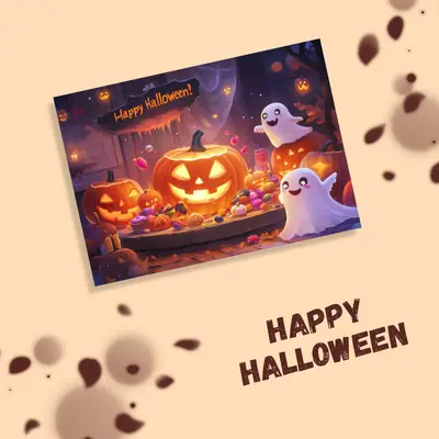 Halloween Handwritten Thank You Greeting Card, English