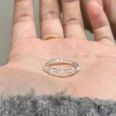 Double layer rattan flower ring, adjustable, Korean design - 2