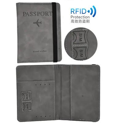 跨境现货护照夹定制pu皮革多功能卡位收纳证件包绑带旅行夹印logo - 8