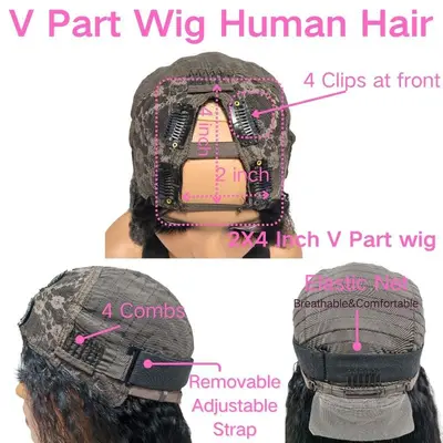 U/V-Part Kinky Straight Echthaar-Perücke, Vollhaar - 7