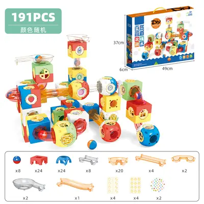 Kids DIY Large Assembly Building Blocks with Pipe and Cube Pieces - 8